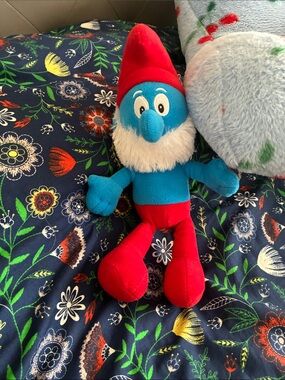 Papa Smurf! Blue and Red Gnome Plush Toy - Soft Stuffed Character